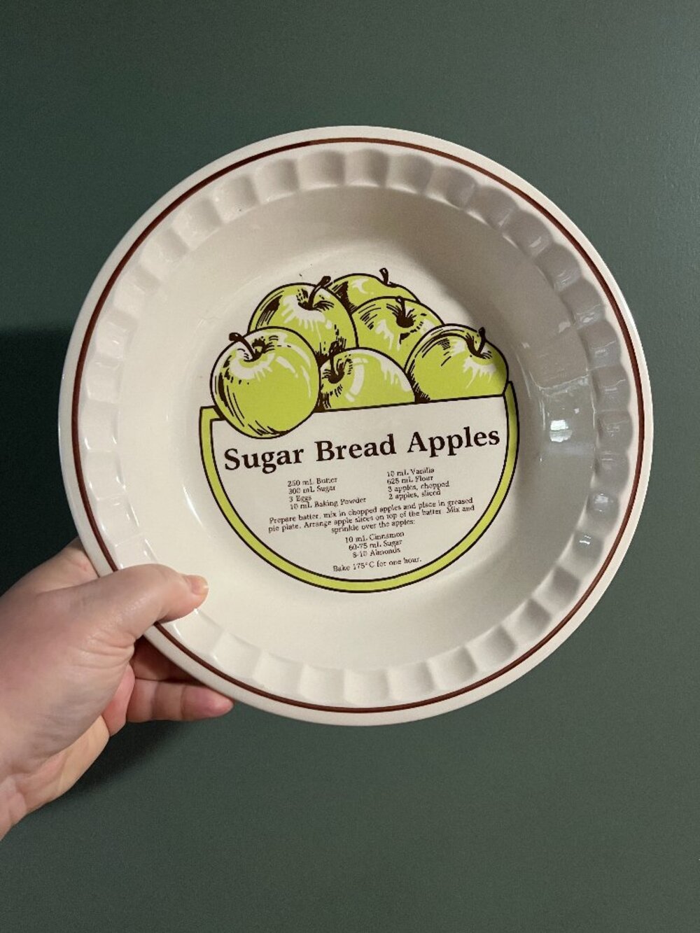 Jeannette Stoneware Sugar Bread Apples Pie Recipe Plate Vintage Ceramic